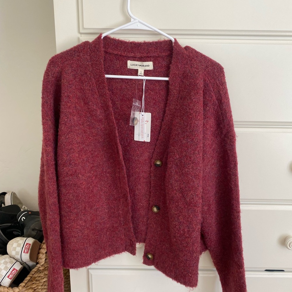 Lucky Brand Women's Burgundy Cardigan
